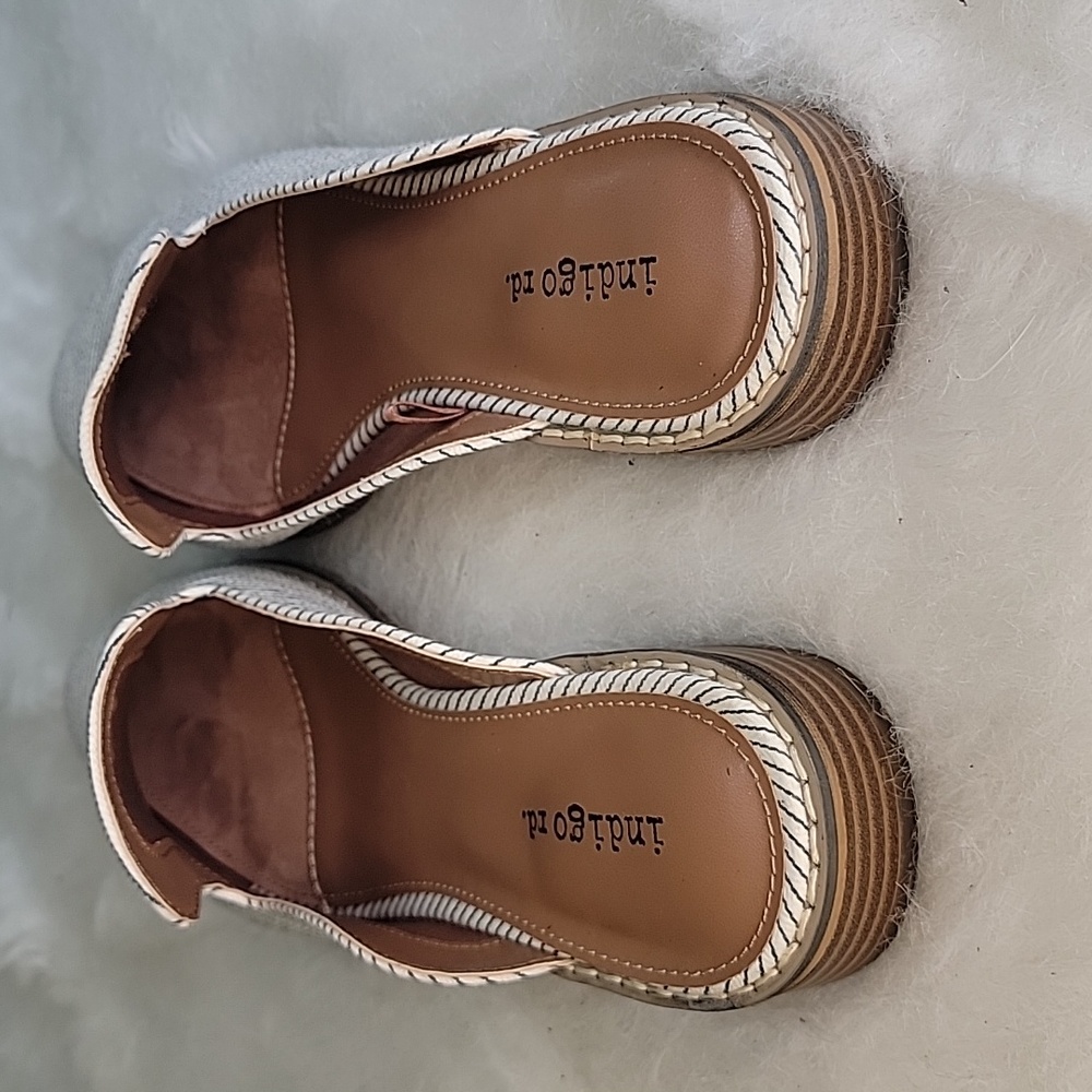 INDIGO RD. White Black Striped Canvas Preppy Nautical Boho Loafer Mule Flats 7.5 - Picture 4 of 9